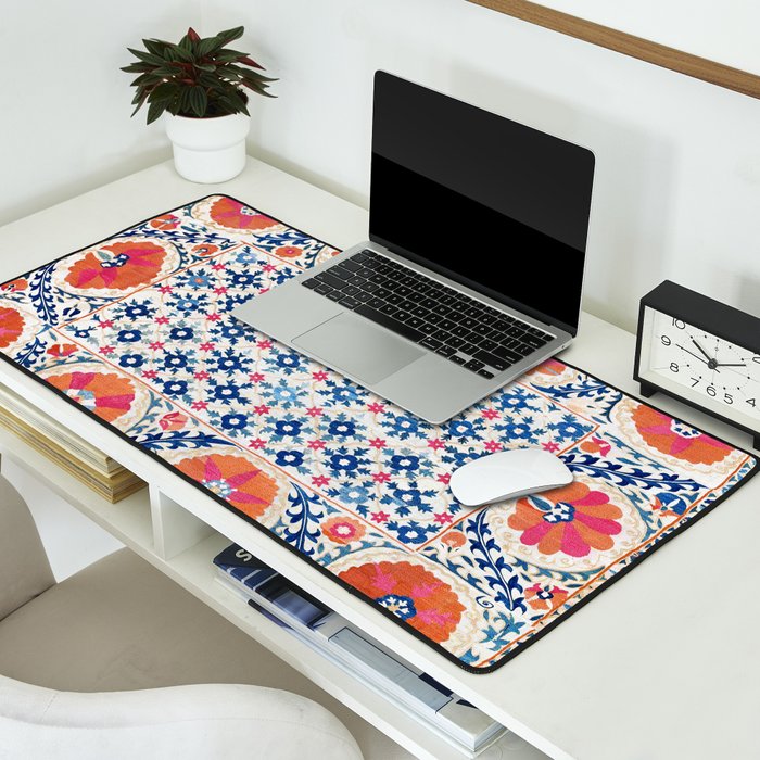 Bokhara Nim Suzani Southwest Uzbekistan Embroidery Print Desk Mat Gallery Image 2