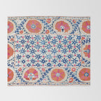 Bokhara Nim Suzani Southwest Uzbekistan Embroidery Print Throw Blanket Gallery Image 2