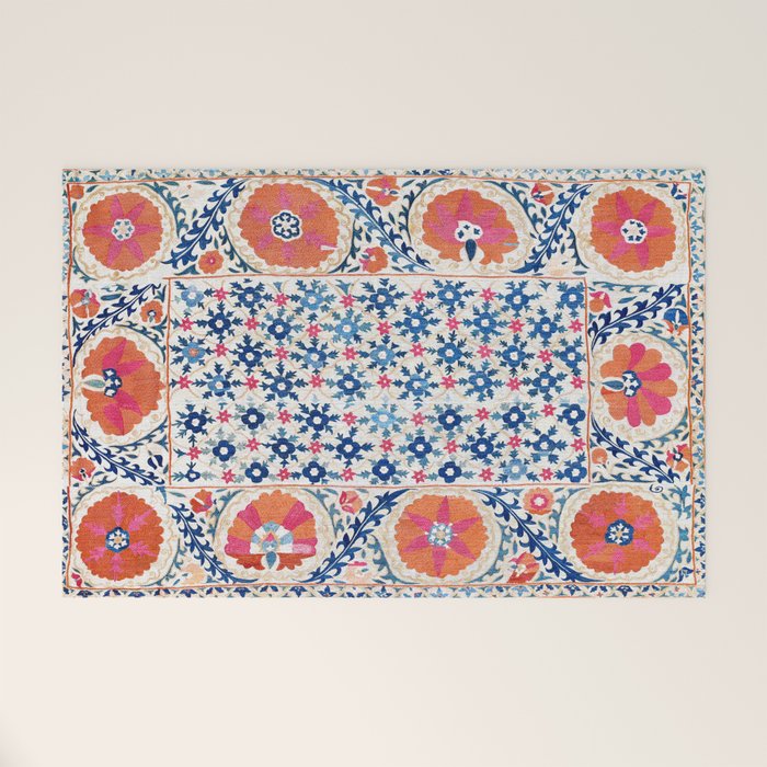 Bokhara Nim Suzani Southwest Uzbekistan Embroidery Print Welcome Mat Gallery Image 1