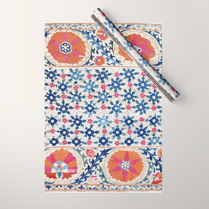 Bokhara Nim Suzani Southwest Uzbekistan Embroidery Print Wrapping Paper Gallery Image 1