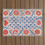 Bokhara Nim Suzani Southwest Uzbekistan Embroidery Print Outdoor Rug Gallery Image 1