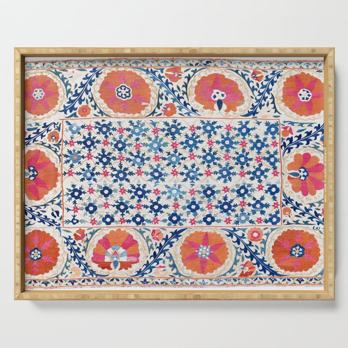 Bokhara Nim Suzani Southwest Uzbekistan Embroidery Print Serving Tray Gallery Image 1