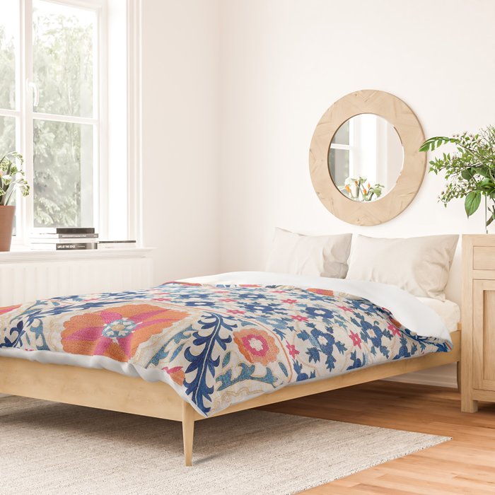 Bokhara Nim Suzani Southwest Uzbekistan Embroidery Print Duvet Cover Gallery Image 2