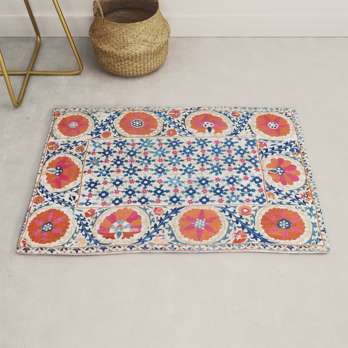 Bokhara Nim Suzani Southwest Uzbekistan Embroidery Print Rug Gallery Image 1