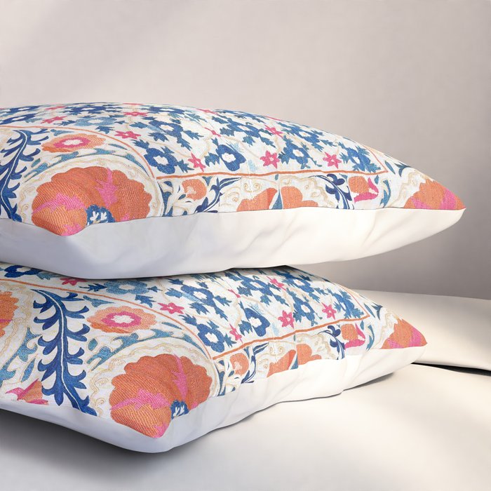 Bokhara Nim Suzani Southwest Uzbekistan Embroidery Print Pillow Sham Gallery Image 3