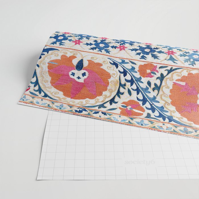 Bokhara Nim Suzani Southwest Uzbekistan Embroidery Print Wrapping Paper Gallery Image 2
