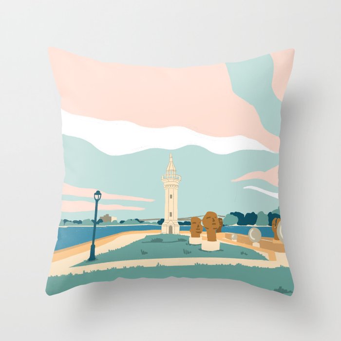 Roosevelt Island, the lighthouse, New York Throw Pillow Gallery Image 1