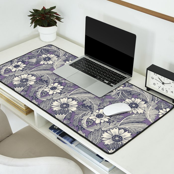 acanthus navy blue violet Desk Mat Gallery Image 2