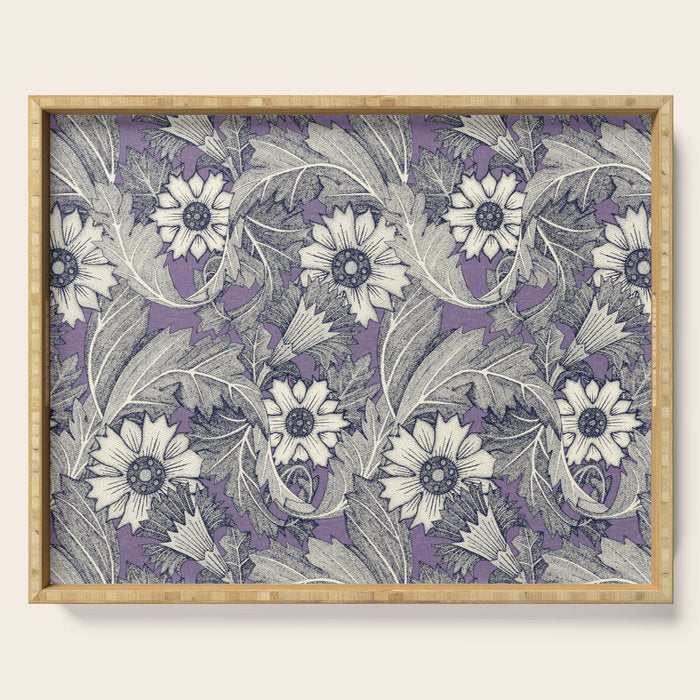 acanthus navy blue violet Serving Tray Gallery Image 1