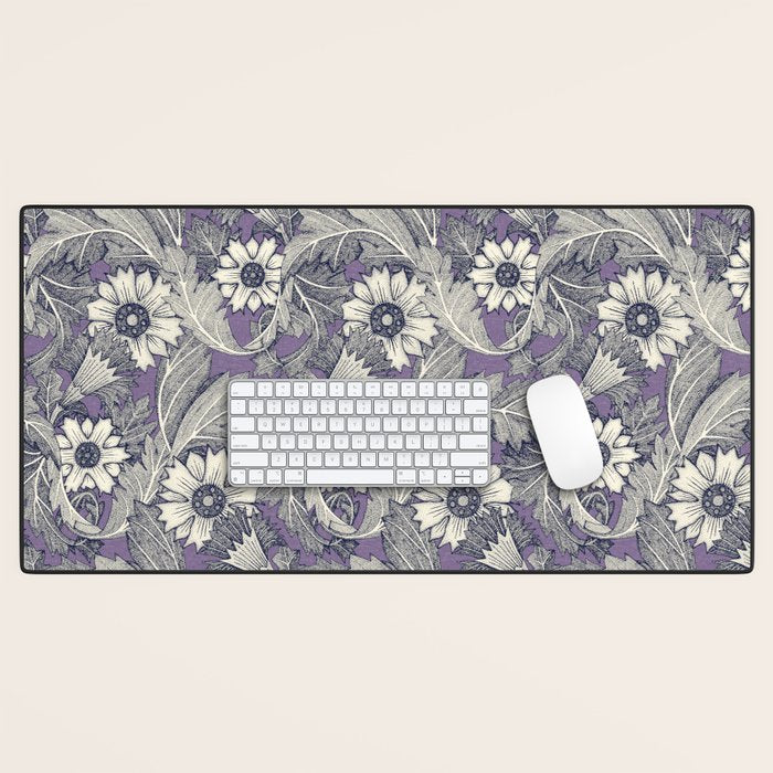 acanthus navy blue violet Desk Mat Gallery Image 1