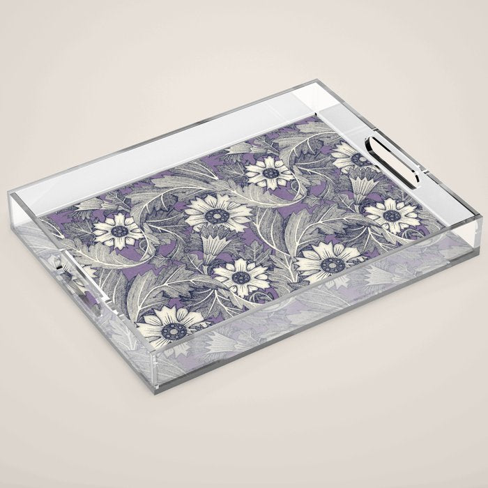 acanthus navy blue violet Acrylic Tray Gallery Image 1