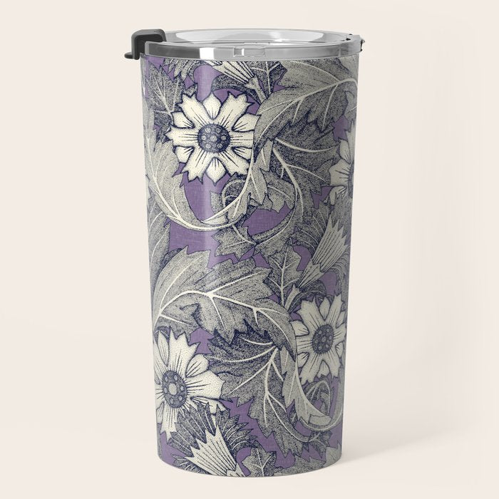 acanthus navy blue violet Travel Mug Gallery Image 3