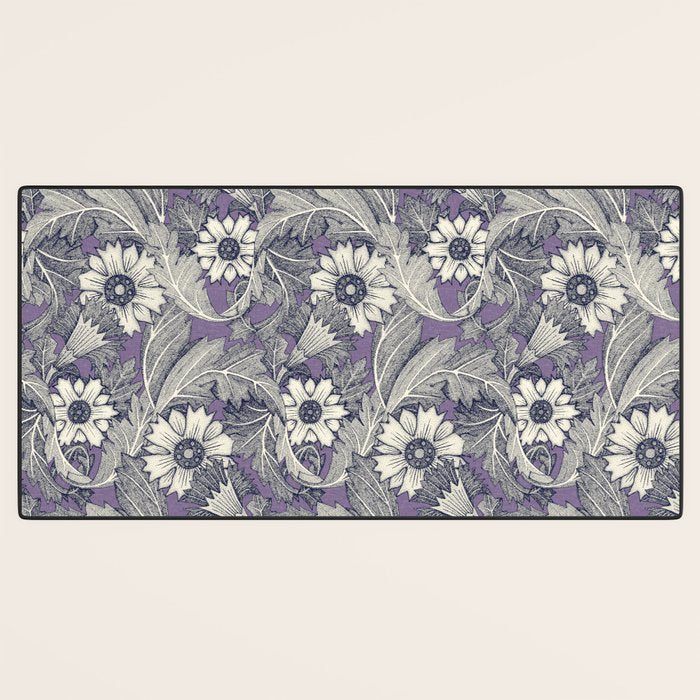 acanthus navy blue violet Desk Mat Gallery Image 3