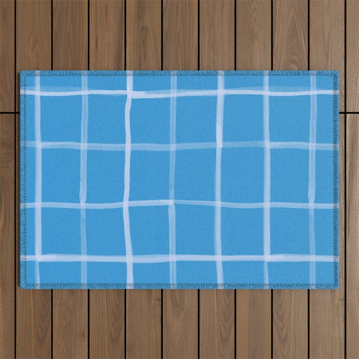 Abstract Tennis Net Pattern in Sky Blue Outdoor Rug Gallery Image 1