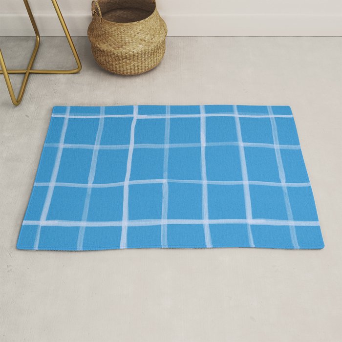 Abstract Tennis Net Pattern in Sky Blue Rug Gallery Image 1