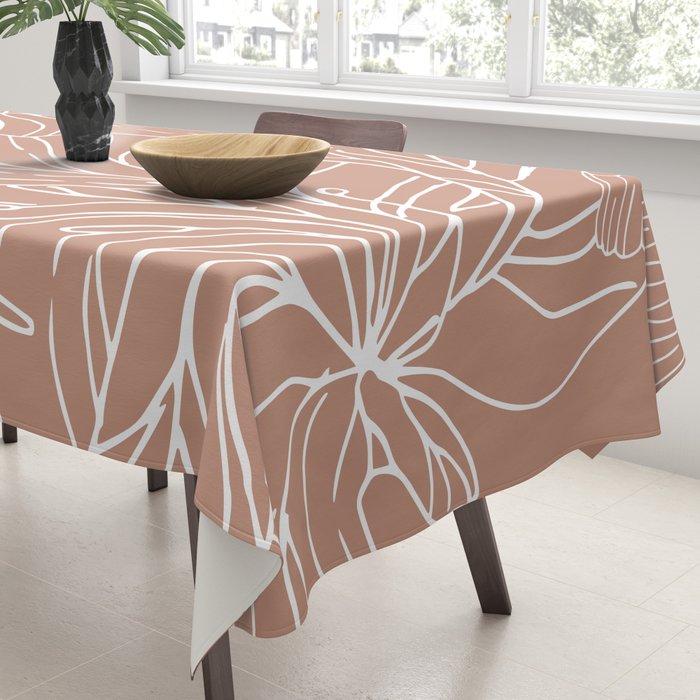 Floral, Butterfly Art, Line Drawing, Terracotta Tablecloth Gallery Image 3