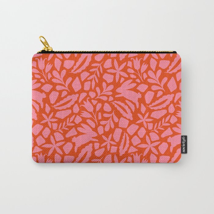 Folk Art Bunnies - Tomato and Pink Carry All Pouch Gallery Image 1