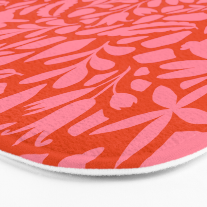 Folk Art Bunnies - Tomato and Pink Bath Mat Gallery Image 3
