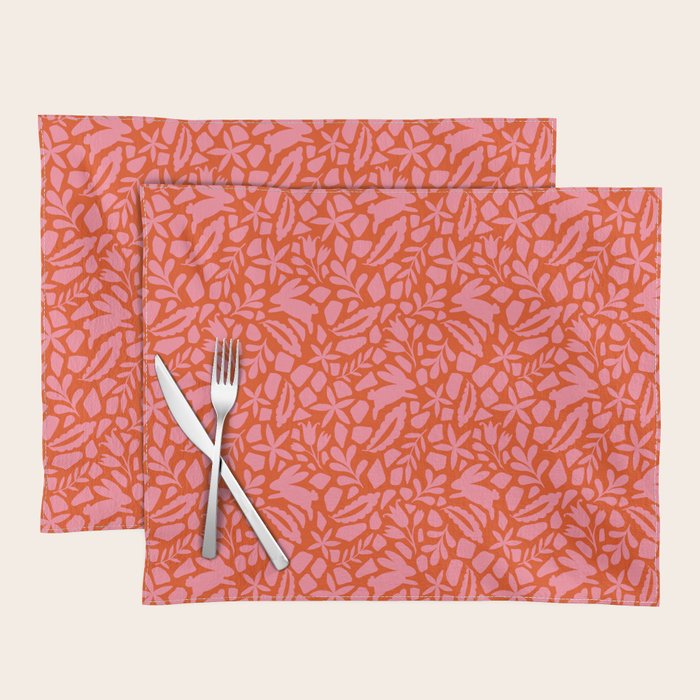Folk Art Bunnies - Tomato and Pink Placemat Gallery Image 1