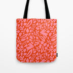 Folk Art Bunnies - Tomato and Pink Tote Bag Gallery Image 1
