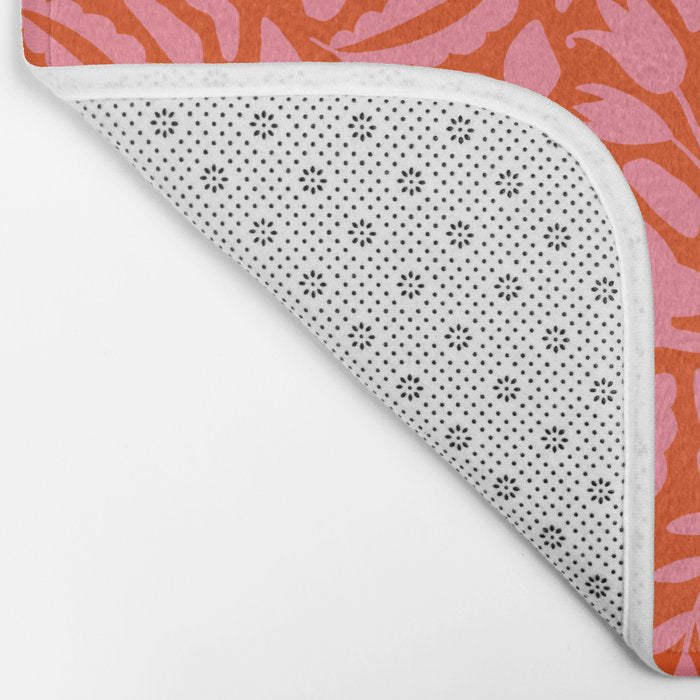 Folk Art Bunnies - Tomato and Pink Bath Mat Gallery Image 2