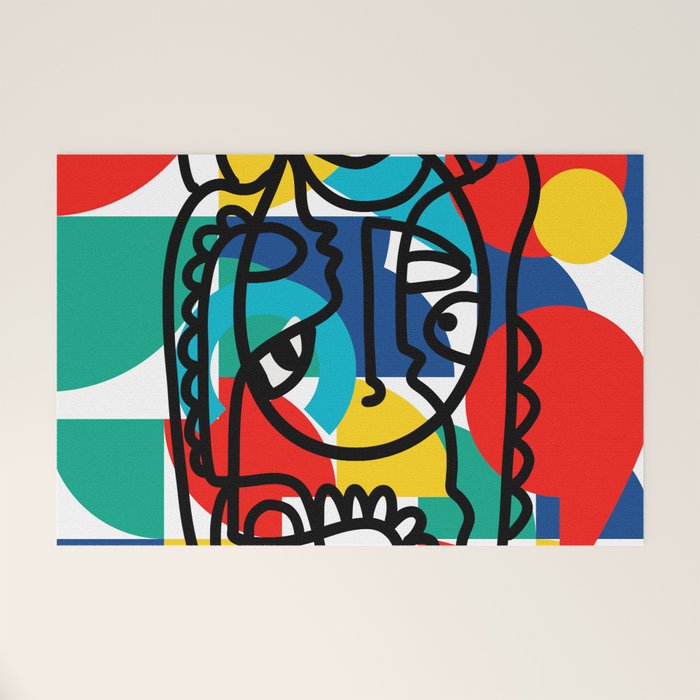 The Bauhaus Mondrian Graffiti Boy Art Welcome Mat Gallery Image 1