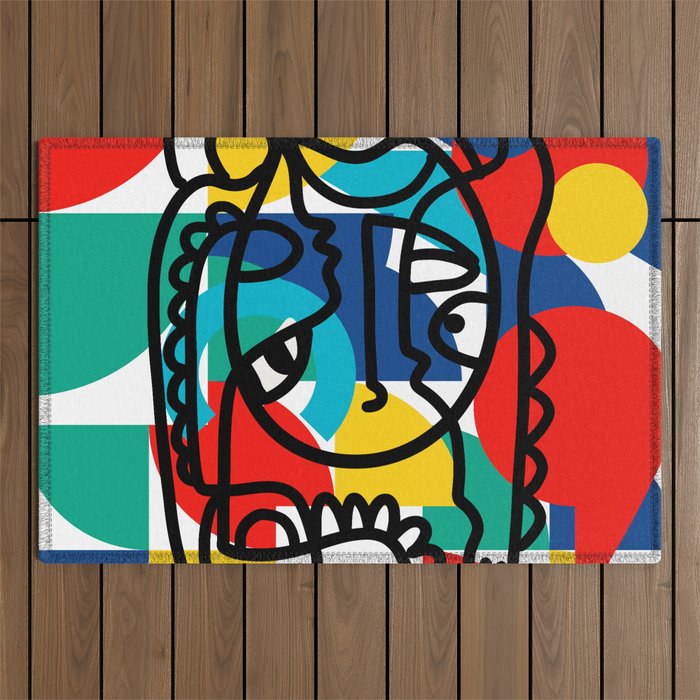 The Bauhaus Mondrian Graffiti Boy Art Outdoor Rug Gallery Image 1