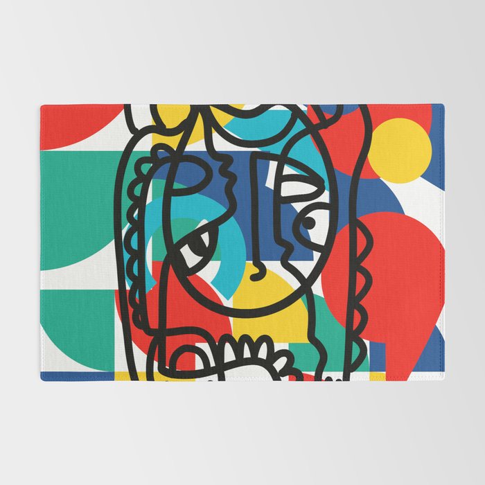 The Bauhaus Mondrian Graffiti Boy Art Rug Gallery Image 2