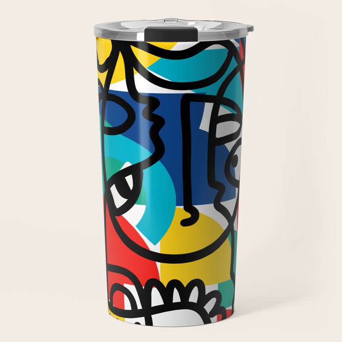 The Bauhaus Mondrian Graffiti Boy Art Travel Mug Gallery Image 1