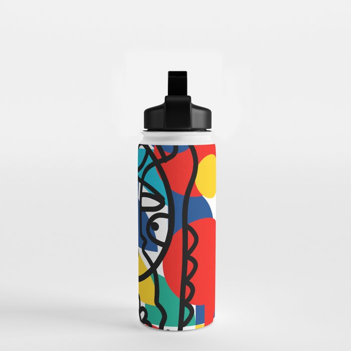 The Bauhaus Mondrian Graffiti Boy Art Water Bottle Gallery Image 2