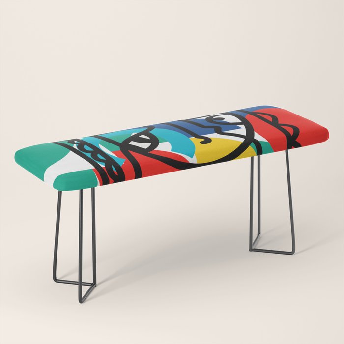 The Bauhaus Mondrian Graffiti Boy Art Bench Gallery Image 1