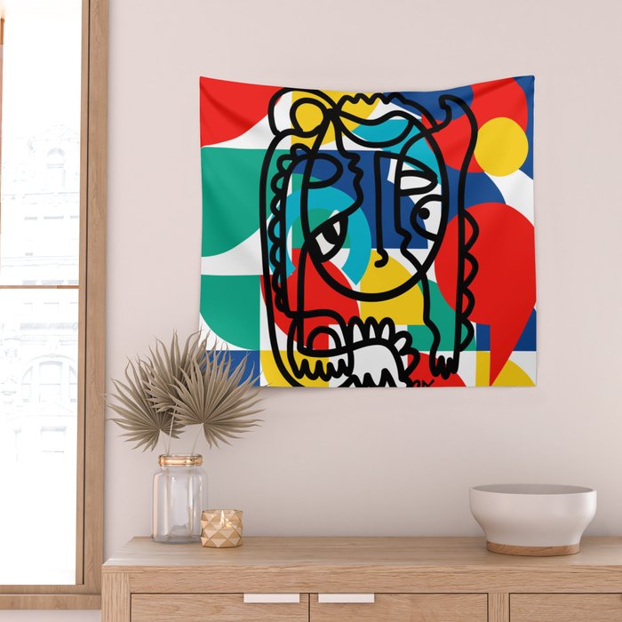 The Bauhaus Mondrian Graffiti Boy Art Wall Tapestry Gallery Image 2