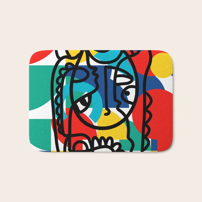 The Bauhaus Mondrian Graffiti Boy Art Bath Mat Gallery Image 1