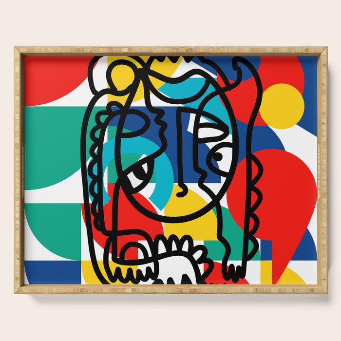 The Bauhaus Mondrian Graffiti Boy Art Serving Tray Gallery Image 1