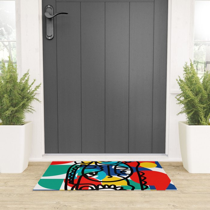 The Bauhaus Mondrian Graffiti Boy Art Welcome Mat Gallery Image 3