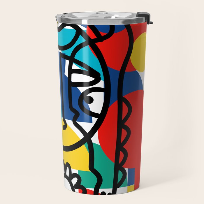 The Bauhaus Mondrian Graffiti Boy Art Travel Mug Gallery Image 2