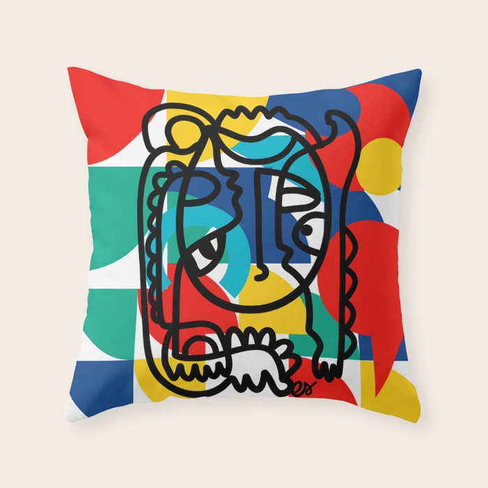 The Bauhaus Mondrian Graffiti Boy Art Throw Pillow Gallery Image 6