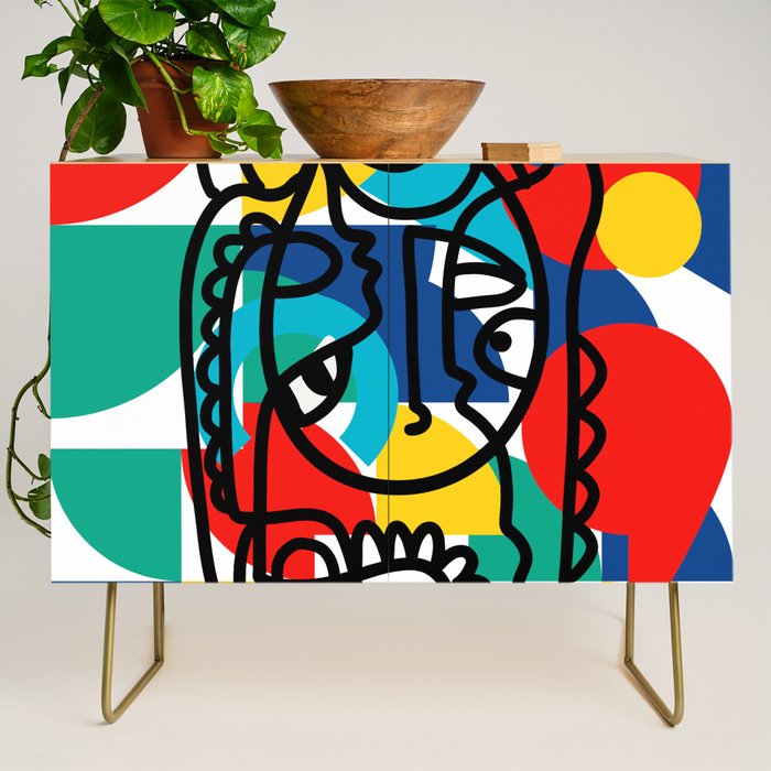 The Bauhaus Mondrian Graffiti Boy Art Credenza Gallery Image 1