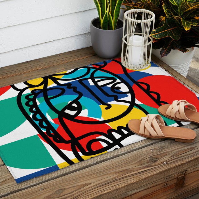 The Bauhaus Mondrian Graffiti Boy Art Outdoor Rug Gallery Image 2