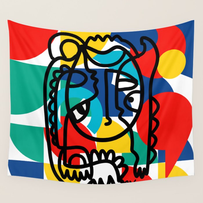 The Bauhaus Mondrian Graffiti Boy Art Wall Tapestry Gallery Image 1