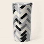 Black Gray Ivory Herringbone Pattern Pairs Valspar 2023 COTY Cozy White 3008-10C Travel Mug Gallery Image 2