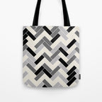 Black Gray Ivory Herringbone Pattern Pairs Valspar 2023 COTY Cozy White 3008-10C Tote Bag Gallery Image 1