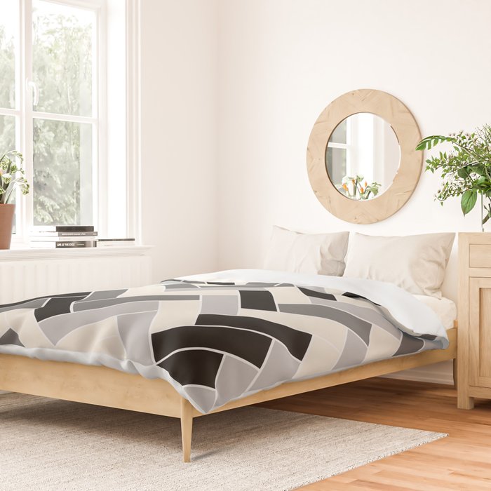 Black Gray Ivory Herringbone Pattern Pairs Valspar 2023 COTY Cozy White 3008-10C Duvet Cover Gallery Image 2