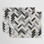 Black Gray Ivory Herringbone Pattern Pairs Valspar 2023 COTY Cozy White 3008-10C Placemat Gallery Image 1