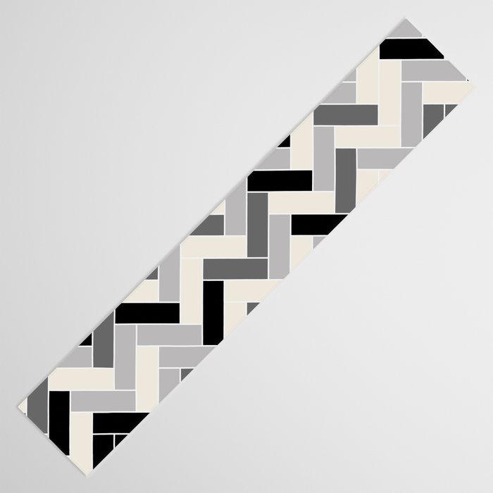 Black Gray Ivory Herringbone Pattern Pairs Valspar 2023 COTY Cozy White 3008-10C Table Runner Gallery Image 3