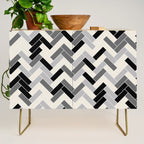 Black Gray Ivory Herringbone Pattern Pairs Valspar 2023 COTY Cozy White 3008-10C Credenza Gallery Image 1