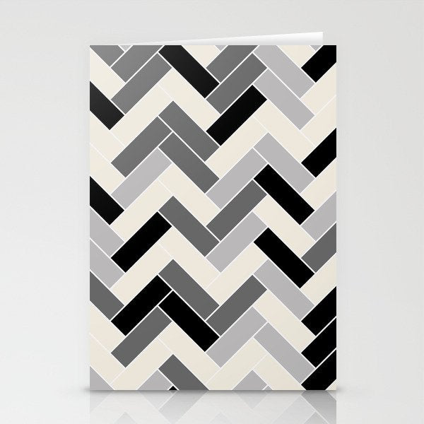 Black Gray Ivory Herringbone Pattern Pairs Valspar 2023 COTY Cozy White 3008-10C Stationery Card Gallery Image 2