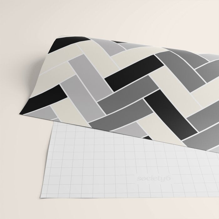 Black Gray Ivory Herringbone Pattern Pairs Valspar 2023 COTY Cozy White 3008-10C Wrapping Paper Gallery Image 2