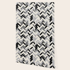 Black Gray Ivory Herringbone Pattern Pairs Valspar 2023 COTY Cozy White 3008-10C Wallpaper Gallery Image 2