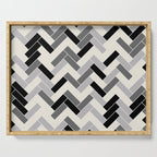 Black Gray Ivory Herringbone Pattern Pairs Valspar 2023 COTY Cozy White 3008-10C Serving Tray Gallery Image 1